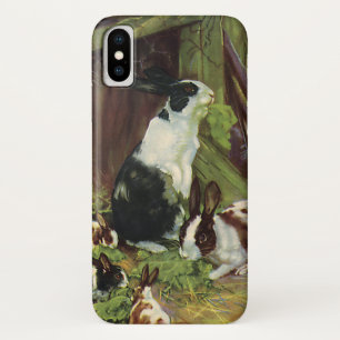 Capa Para iPhone X Animais de Fazenda Antigos, Coelhos de Estimação B