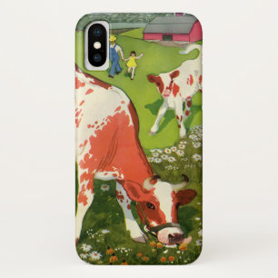 Capa Para iPhone X Animais de Fazenda Antigos, Vacas Pastando com Faz