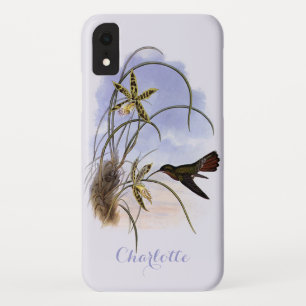 Capa Para iPhone XR Animais do vintage, flores da orquídea do pássar