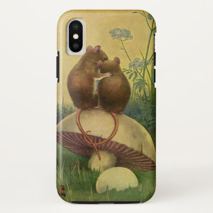 Capa Para iPhone X Animais Vintage, Ratos de Campos de Amor e Romance