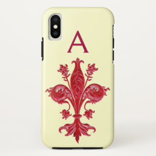Capa Para iPhone Da Case-Mate ANTIQUANTO FLORENTINA RED LILY, FLEUR DE LIS, Mono