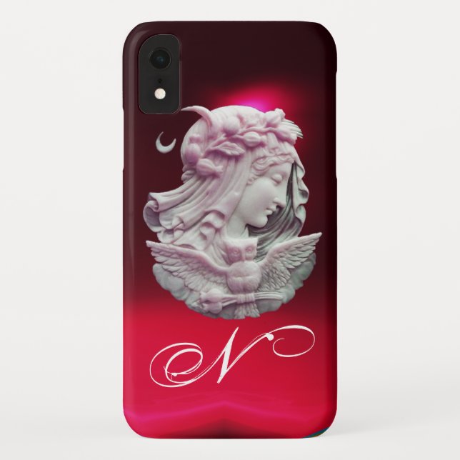 CAPA PARA iPhone, Case-Mate  ANTIQUE CAMEO, LUA DA NOITE COM MONOGRAMA OWL (Verso)