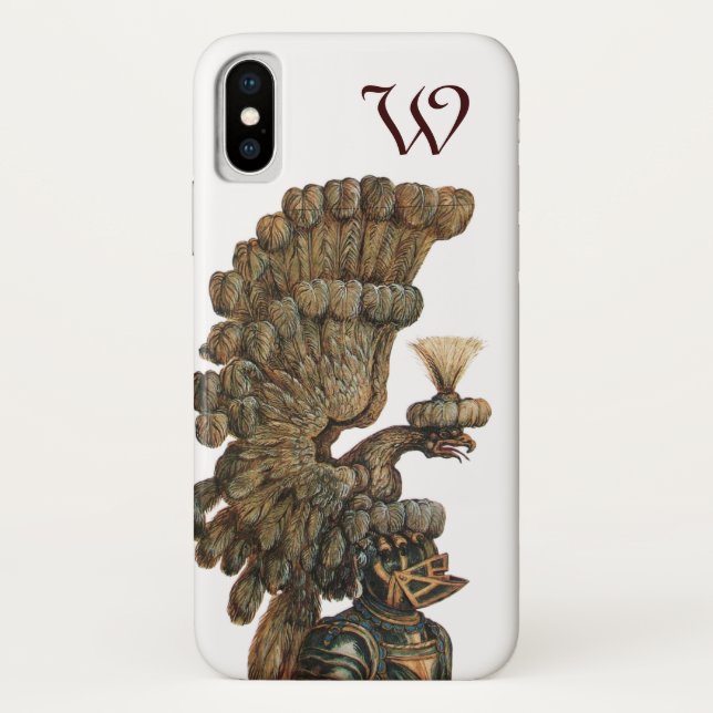 Capa Para iPhone, Case-Mate ANTIQUE KNIGHT HELMET COM monograma (Verso)