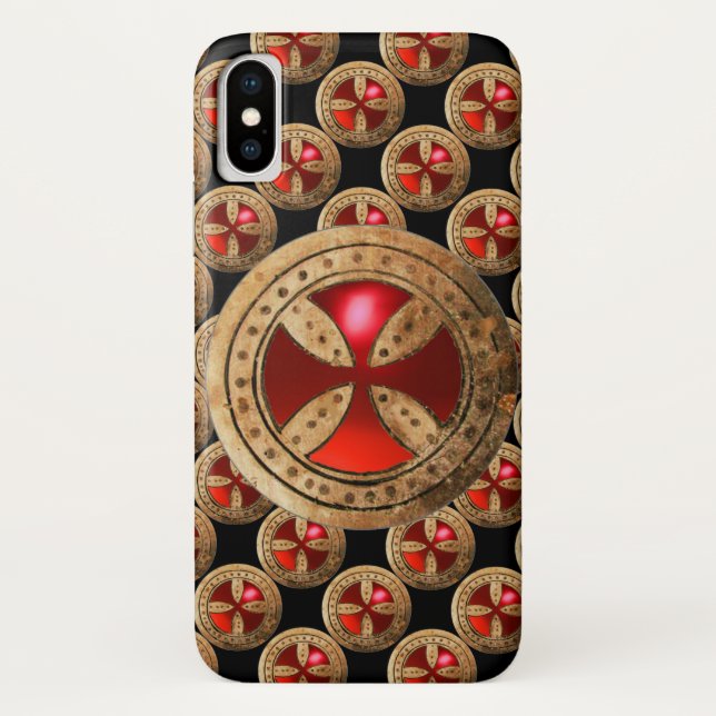 Capa Para iPhone, Case-Mate ANTIQUE TEMPLAR CROSS Red Ruby Gem (Verso)