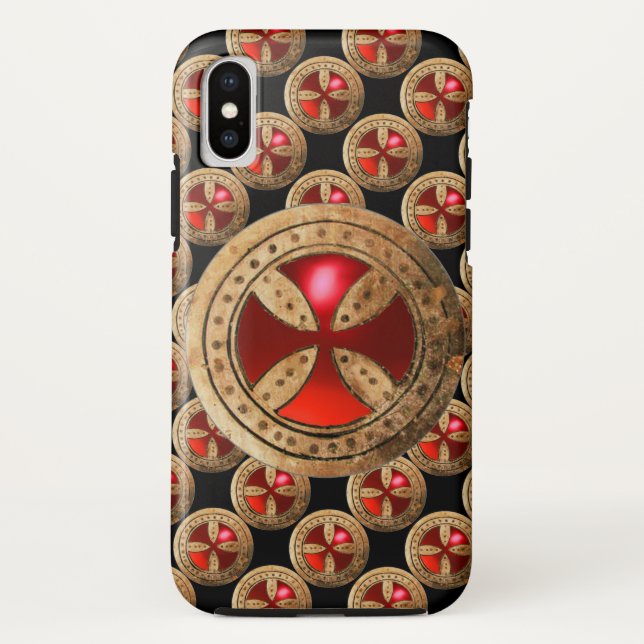 Capa Para iPhone, Case-Mate ANTIQUE TEMPLAR CROSS Red Ruby Gem (Verso)