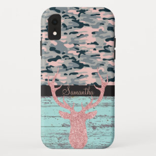 Capa Para iPhone Da Case-Mate Antler cor-de-rosa de madeira Camo de turquesa
