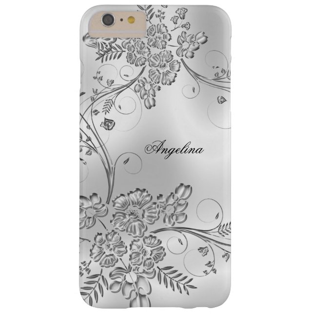 Capa Para iPhone, Case-Mate Aparência Floral de Silver Metal Clássico Elegante (Verso)