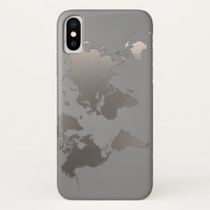 Capa Para iPhone X Apple iPhone X Case World Map Business Viagem Cinz