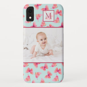 Capa Para iPhone Da Case-Mate Aqua Watercolor Butterfly Monograma Foto