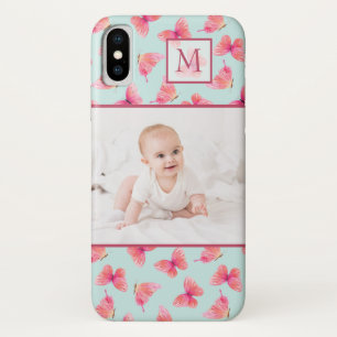 Capa Para iPhone Da Case-Mate Aqua Watercolor Butterfly Monograma Foto