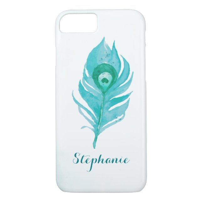 Capa Para iPhone, Case-Mate Aquarela de Peacock Plume (Verso)