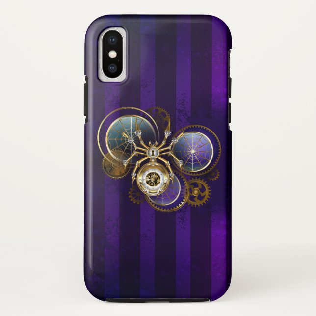 Capa Para iPhone, Case-Mate Aranha Steampunk no fundo roxo (Verso)