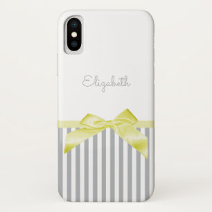 Capa Para iPhone Da Case-Mate Arco Amarelo-Bonito com Stripes e Nome de Cinza Ra