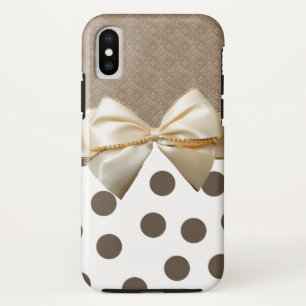Capa Para iPhone Da Case-Mate arco bolinhas de florais branco marrom-vivo