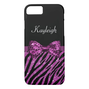 Capa Para iPhone Da Case-Mate Arco Glitz De Impressão De Zebra Roxa Chic Com Nom