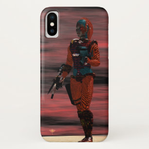 Capa Para iPhone X ARES CYBORG,Ficha científica RED SUNSET,Sci-Fi