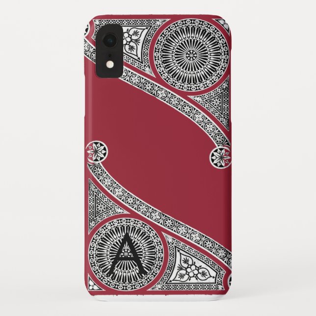 Capa Para iPhone, Case-Mate ARQUITETO Marsala Vermelho Monograma (Verso)