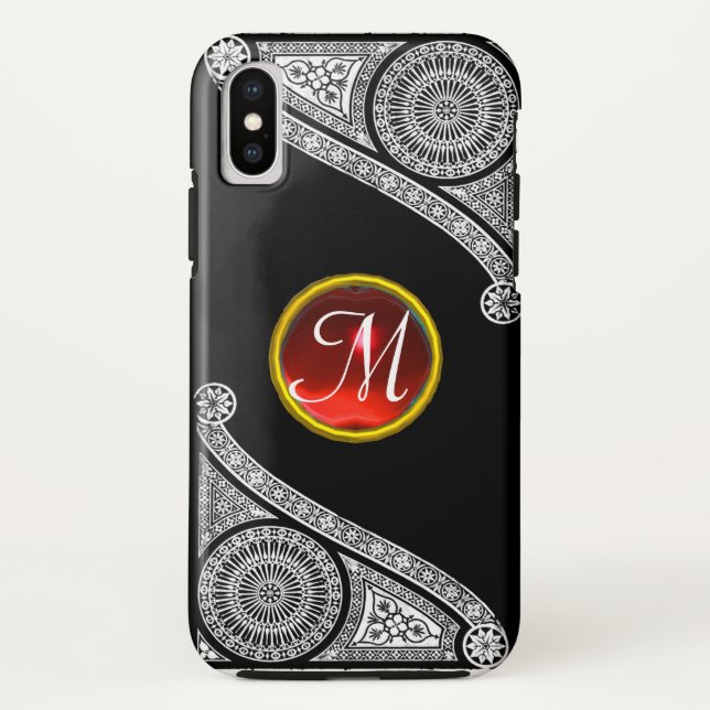 Capa Para iPhone, Case-Mate ARQUITETO RENAISSÂNCIA Monograma vermelho-branco p (Verso)