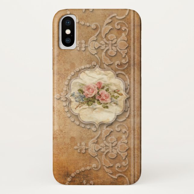 Capa Para iPhone, Case-Mate Arquivo e Rosas de estilo embutido Dourado Elegant (Verso)