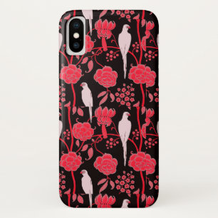 CAPA PARA iPhone DA Case-Mate ART DECO RED FLOWERS, PARRÓGÃOS BRANCOS A PRETO