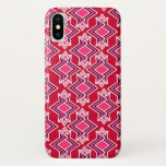Capa Para iPhone X Art Deco Wallpaper Padrão, Vinho Borgonha<br><div class="desc">Arte Deco: padrão geométrico do papel de parede em beringela,  roxo e fuchsia profunda,  cor-de-rosa,  com branco sobre fundo de vinho hamburguês</div>