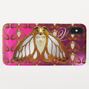 CAPA PARA iPhone XS MAX ART NOUVEAU MOTH WOMAN GEM MONOGRAM PINK PURPLE