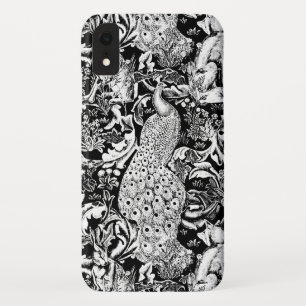 Capa Para iPhone XR Art Nouveau Peacock Impressão, Preto e Branco
