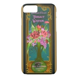 Capa iPhone 8/7 Art nouveau rótulo perfume floral dourado preto te