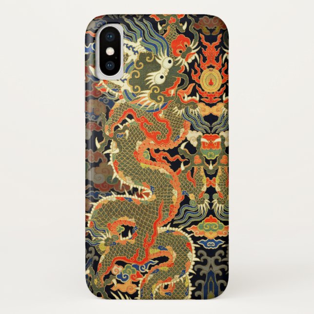 Capa Para iPhone, Case-Mate Arte Asiática de Impressão Têxtil de Dragão Chinês (Verso)