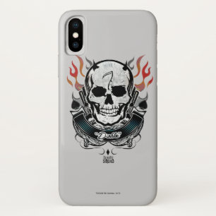 Capa Para iPhone X Arte do tatuagem do crânio & das chamas do pelot
