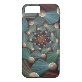 Capa iPhone 8 Plus/7 Plus Arte Fractal abstrato com Azul De Chapa Marrom Pro