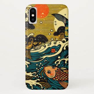 Capa Para iPhone Da Case-Mate Arte japonesa de xilogravura com dois peixes Koi,