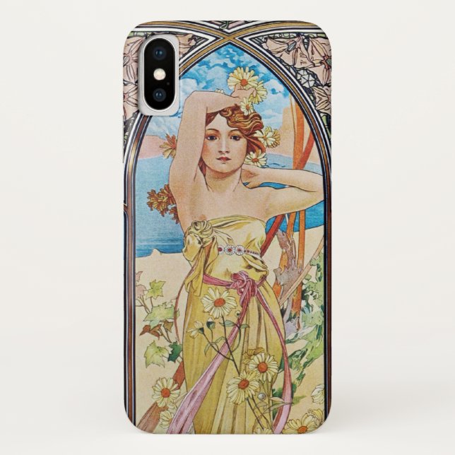 Capa Para iPhone, Case-Mate Arte Nouveau da aurora de Alphonse Mucha (Verso)