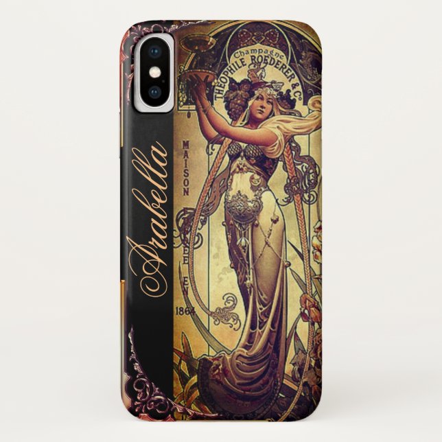 Capa Para iPhone, Case-Mate Arte nouveau mulher elegante vagabunda publicitári (Verso)