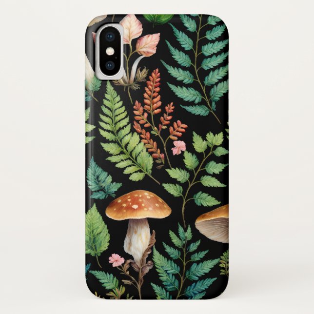 Capa Para iPhone, Case-Mate Arte-Padrão Florestal Escuro de Cogumelos (Verso)