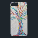 Capa iPhone 8/7 Árvore colorida do arco-íris moderno<br><div class="desc">Decorre e proteja seu iPhone com este caso atraente e atraente. Ele apresenta um impressão de um dos meus mosaicos únicos. Eu fiz usando pequenos pedaços de vidro de cor clara em um fundo de cinza. Mosaico original © Michele Davies</div>