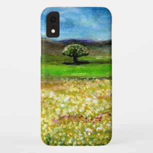 CAPA PARA iPhone XR ÁRVORE SOLITÁRIO NO CAMPO DE FLOR AMARELO,