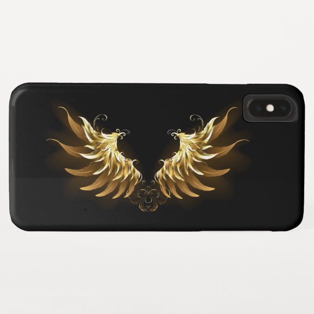Capa Para iPhone, Case-Mate Asas de Anjo Douradas em fundo Preto (Verso (Horizontal))