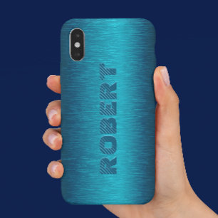 Capa Para iPhone Da Case-Mate Aspecto de Alumínio Azul Metálico Bruto