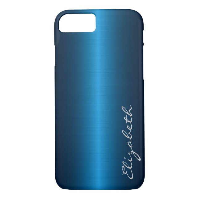 Capa Para iPhone, Case-Mate Aspecto de metal de aço inoxidável azul (Verso)