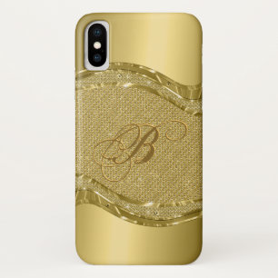 Capa Para iPhone X Aspecto Metálico Dourado brilhante com padrão de d