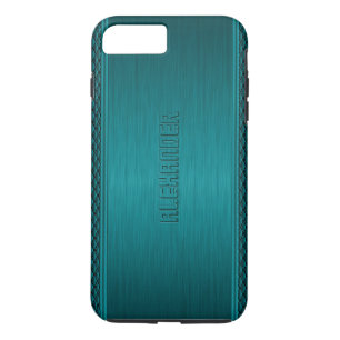 Capa iPhone 8 Plus/7 Plus Aspecto Metálico Verde-Teal Escovado Alumínio
