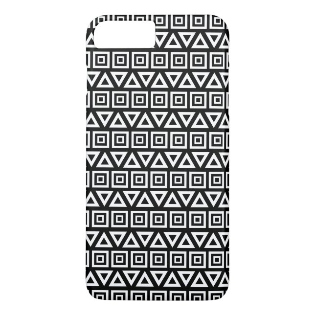 Capa Para iPhone, Case-Mate Aztec triângulos+quadrados branco-padrão em preto (Verso)