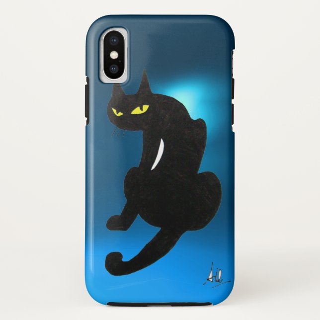 Capa Para iPhone, Case-Mate azul-CAT PRETO (Verso)