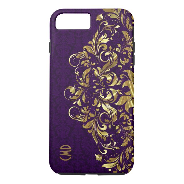 Capa Para iPhone, Case-Mate Azul Dourado Elegante, Rampas Roxas (Verso)