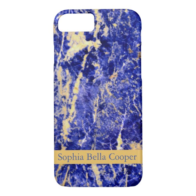 Capa Para iPhone, Case-Mate Azul-elegante, pedra azul-mármore azul-granito (Verso)