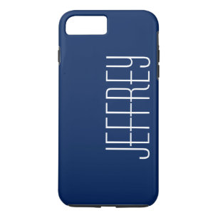 Capa Para iPhone Da Case-Mate Azul Escuro Clássico e Branco, Nome Jumbo Personal