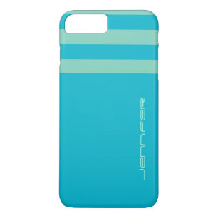 Capa iPhone 8 Plus/7 Plus Azul/faixa verde/Minimalista sólido sem nome