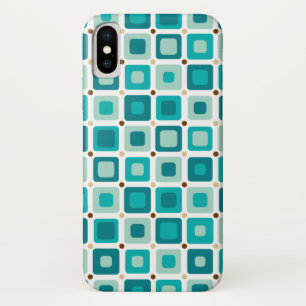 Capa Para iPhone Da Case-Mate Azul redondo do teste padrão dos quadrados