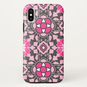 Capa Para iPhone Da Case-Mate Azulejo Floral Marroquino, Fúchsia Pink & Cinza /